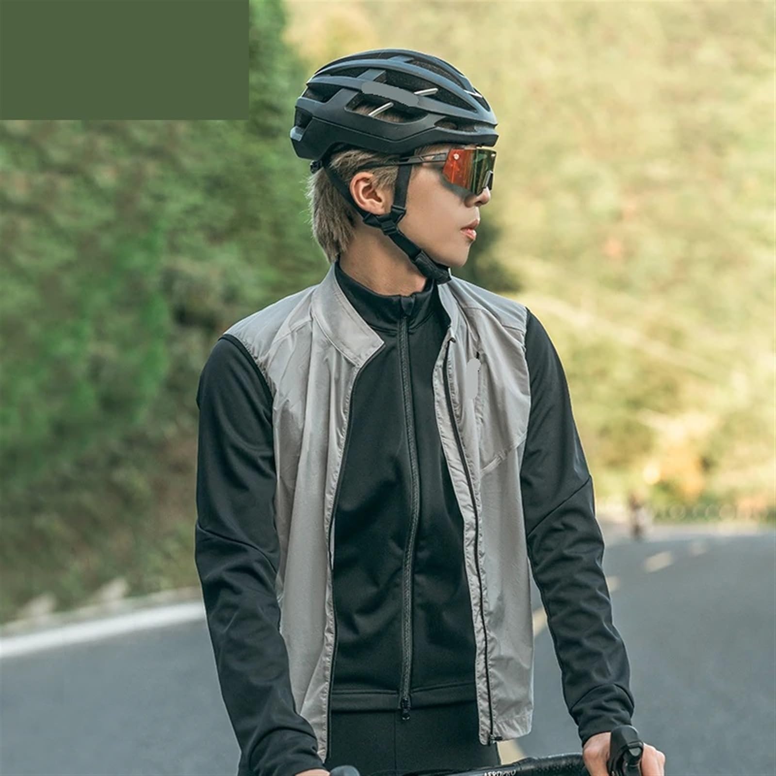 Chaleco Ciclismo Chaleco de ciclismo Chaqueta bicicleta impermeable y transpirable seguridad reflectante deportivo ligero for correr al aire libre a prueba viento