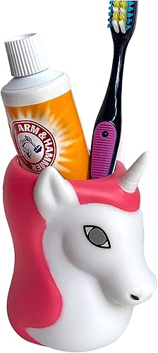 Lilys Home Divertido soporte para cepillos de dientes para niños organizador de almacenamiento de baño infantil para pasta de dientes y cepillos de