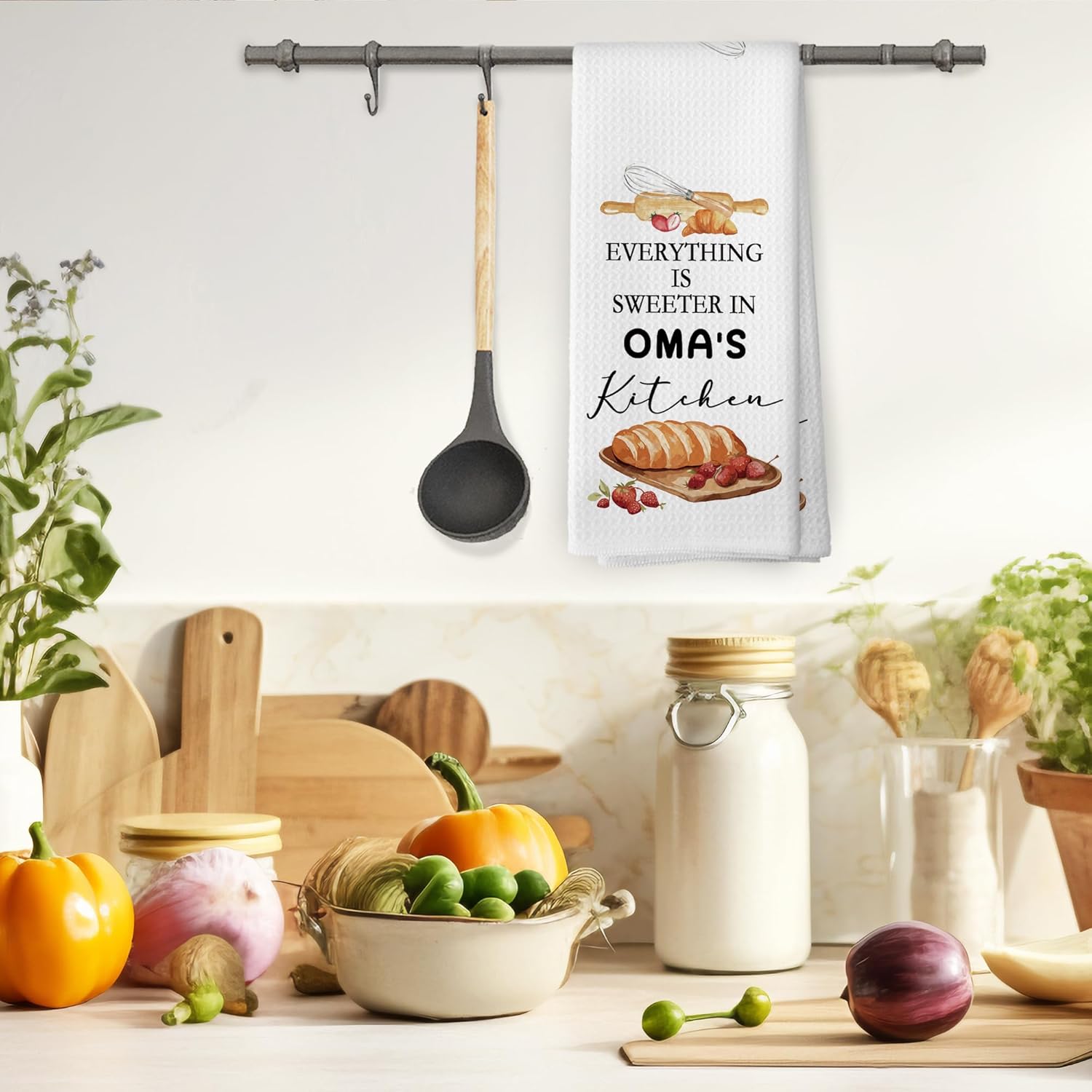 Oma Gifts Kitchen Towels, Grandma Gift for Grandmother, Grandma Gifts from Grandkids Grandchildren, Everything is Sweeter in Oma's Kitchen Decorative Tea Towel Dish Towels 16x24 Inch - Image 4