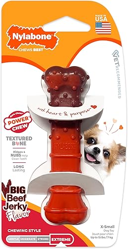Vista 28 de Nylabone Flavor Frenzy Power Chew - Juguete masticable para perros sabor carne seca, tamaño pequeño/regular, 1 pieza