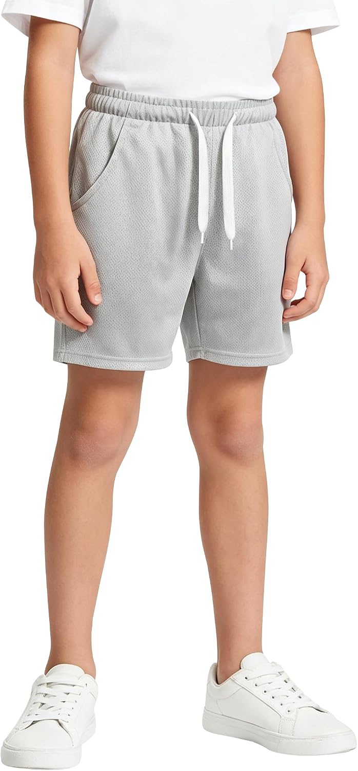 VOGRYE Boys Athletic Shorts 3 Pack Quick Dry with Pockets Drawstring 5T 13Y