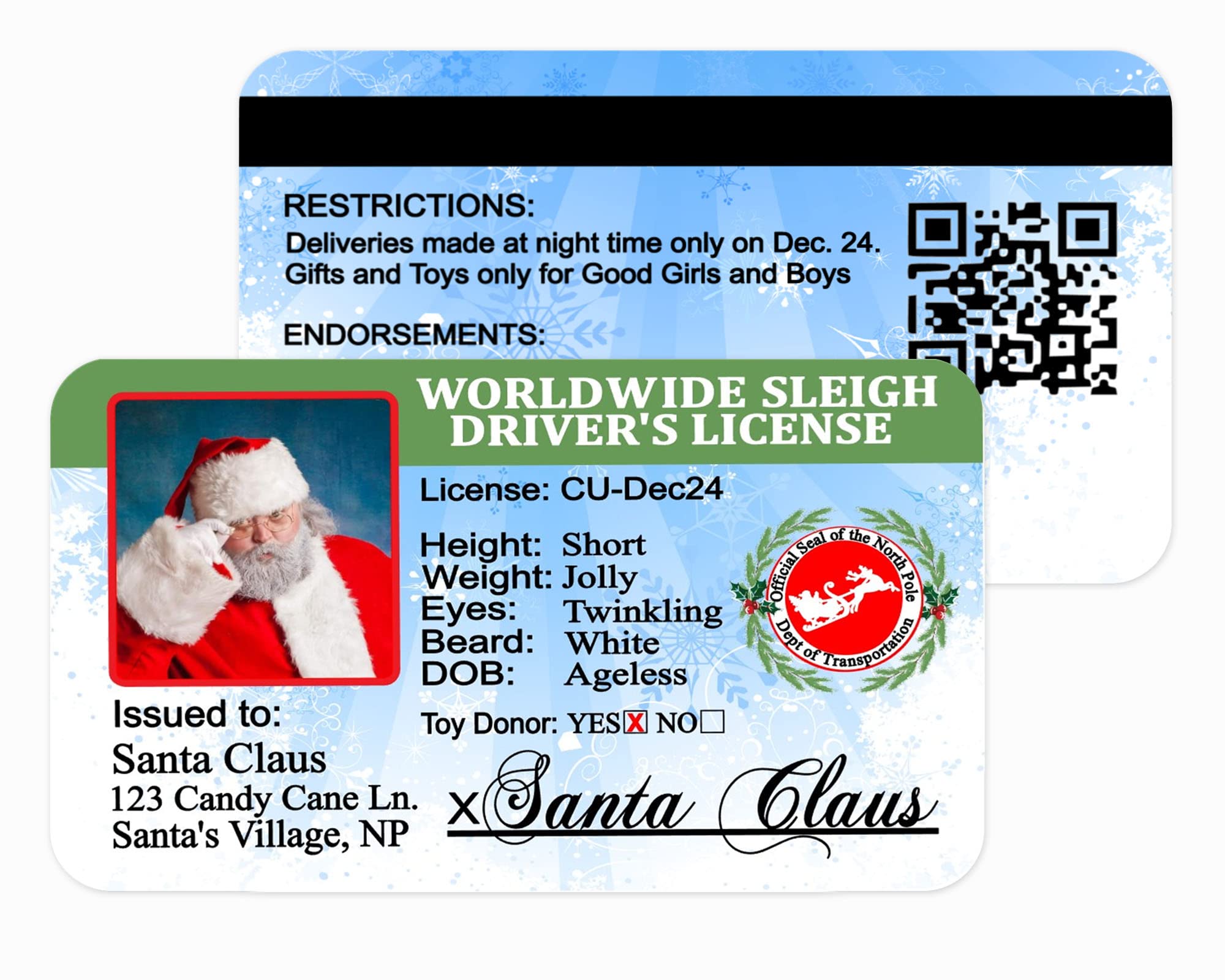 Buy Santa's Driver License, Santa Lost License, North Pole Drivers