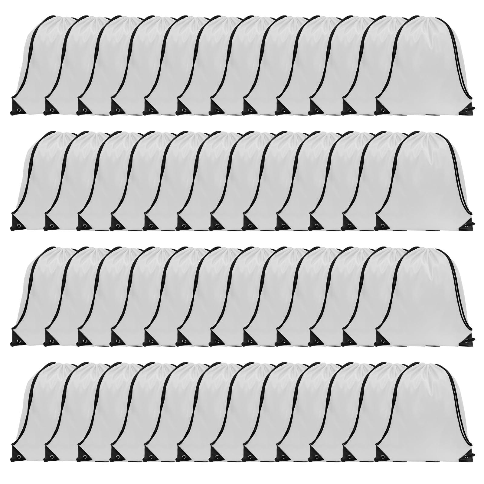 GoodtoU Nylon Drawstring Backpacks - Bulk 48Pcs, Gym, Sport & Travel (White)