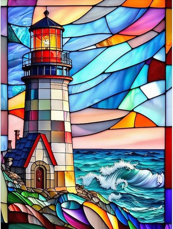 Feelive Diamond Painting Leuchtturm - DIY Diamantmalerei Set Für Erwachsene 30x40cm