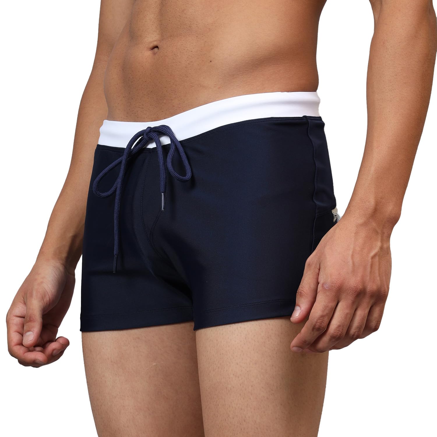 Arctic Swim Trunks with Contrast Waistband and Pocket Details-image-5
