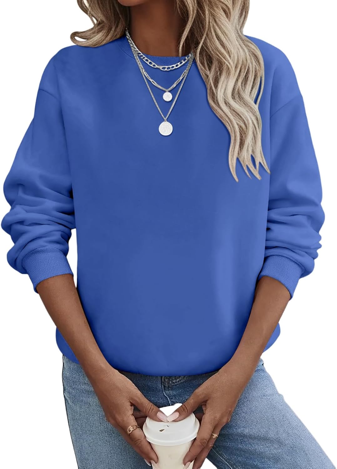 TICTICMIMI Women's Casual Crewneck Sweatshirts Long Sleeve Tops Loose Fit Fall Shirts