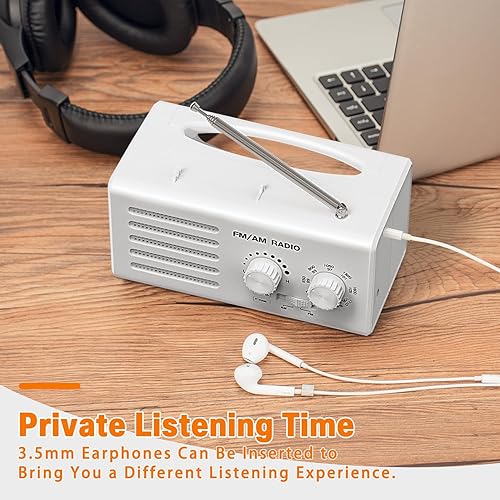 Miniatura 7 de Radio AM FM portátil, radio transistor Goodes con la mejor recepción, funciona con batería o alimentación de CA, altavoz, perilla de sintonización