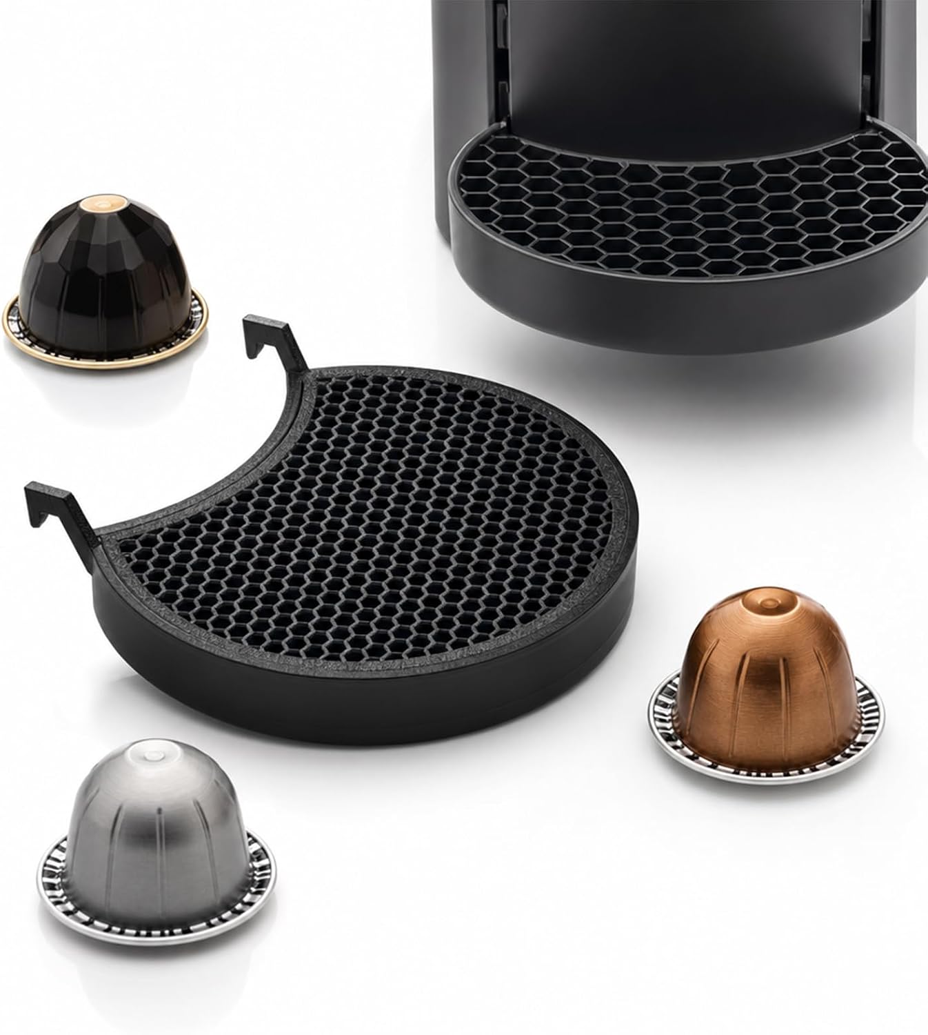 Drip Tray for Nespresso Vertuo Plus, Coffee Machine Replacement Tray | Honeycomb Anti-Slip, Fast Draining Matte Black Coffee Bar Accessory, Easy Clean Grid