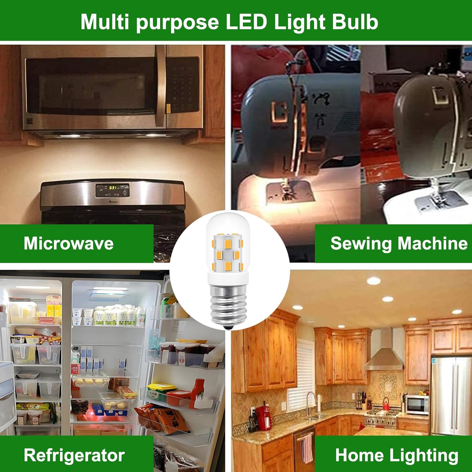 LED Microwave Light Bulbs Under Hood 40 Watt Equivalent,3W E17 Base Led Bulb Replacement for GE,Whirlpool Microwave Light Bulb, T7 Appliance Oven Light Bulbs for Range Hood,2700K Warm White,2 Pack