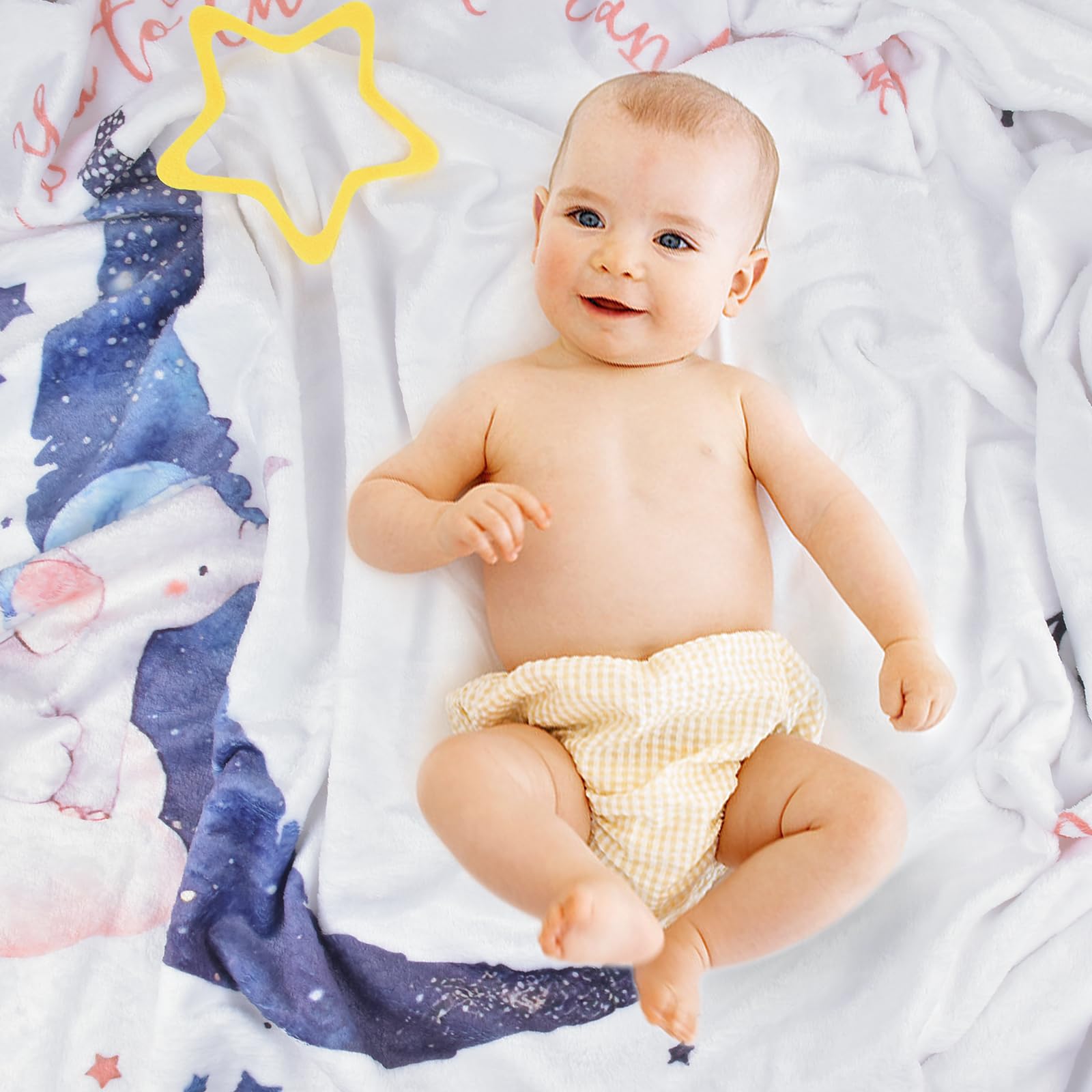 Coperta Mesi Neonato, Copertina Mesi Bambino per Maschio o Femmina Unisex, Tappeto Maschio O Femmina con 4 Cornici per Foto, Regalo Baby Shower Neomamme, Tema Luna 130x100cm