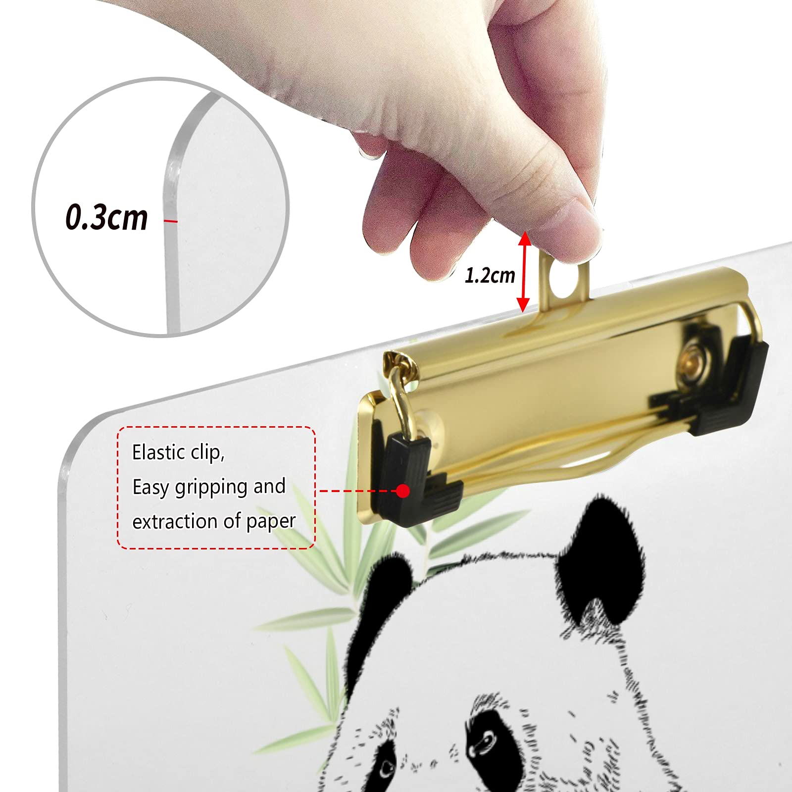 Porte-bloc Pliable Mignon Astronaute Panda – Format A4 – Avec Double Clip Métallique – Pour Bureau, école