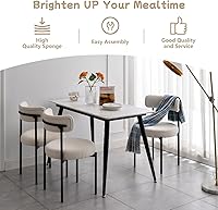 Vista 4 de Dining Chairs Set of 6 Mid-Century Modern Dining Room Chairs Curved Backrest Boucle Chairs Upholstered Kitchen Chairs with Black Metal Legs for