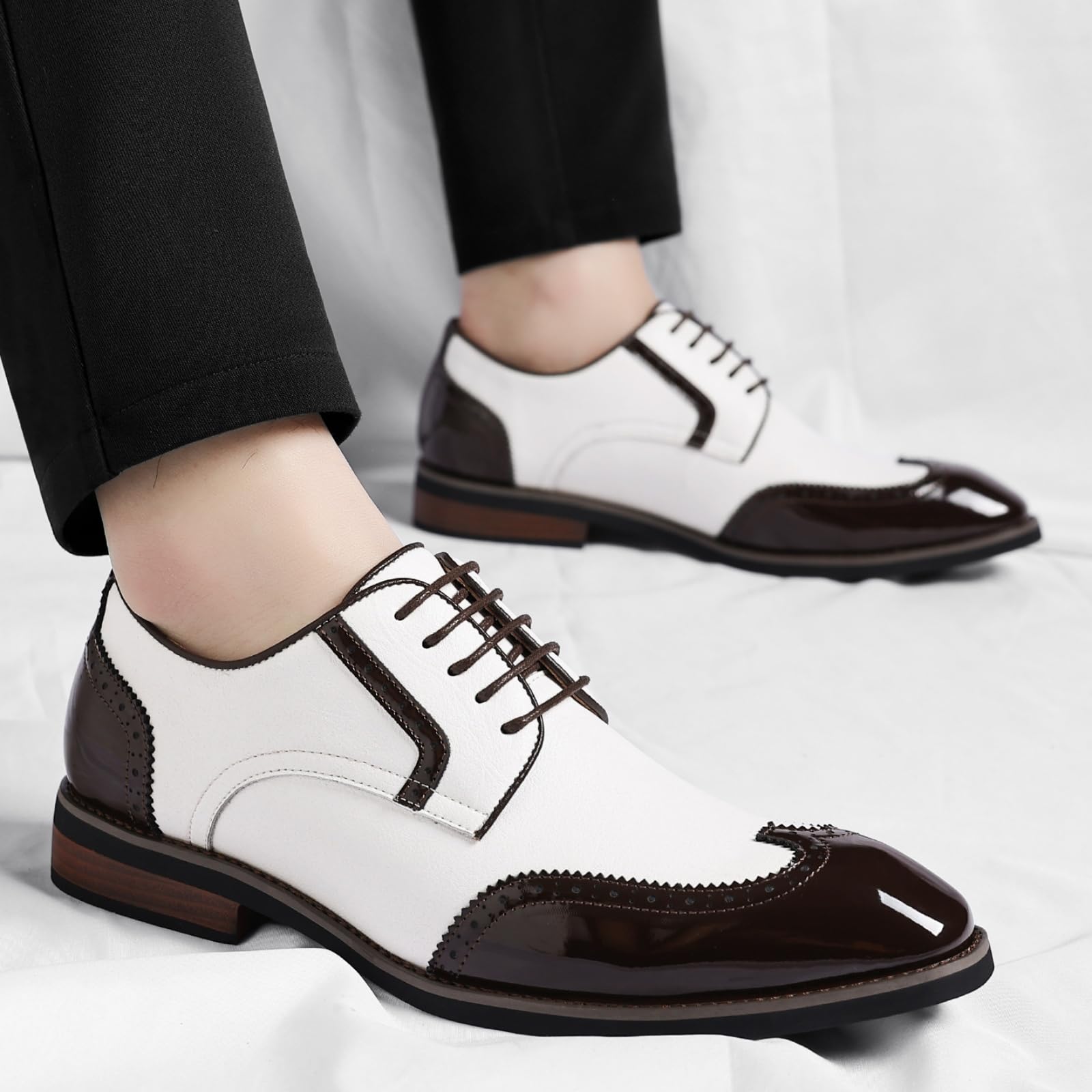 Scarpe Oxford da Uomo Scarpe Stringate Eleganti Brogue in Pelle A Punta Classiche per Ufficio E Matrimonio