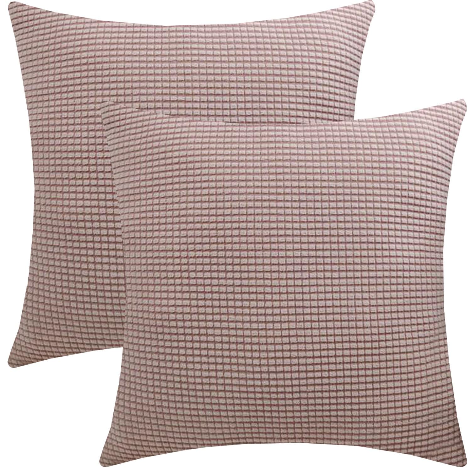 Cushion Covers Pack of 2 Large Decorative Square Throw Pillow Case Green/Brown/Grey/Blue for Sofa Living Room Couch,Rectangle Pillowcase Covers with Invisible Zipper(Light pink,60x60cm(Set of 2 ))