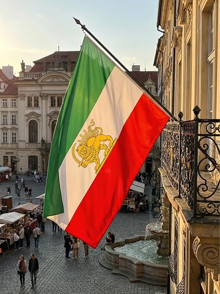 Iran Flag with Lion and Sun 3 X 5 Ft, Iranian Flag Persian Flag for Garden and Outdoor Decoration, Polyester (A) - 5