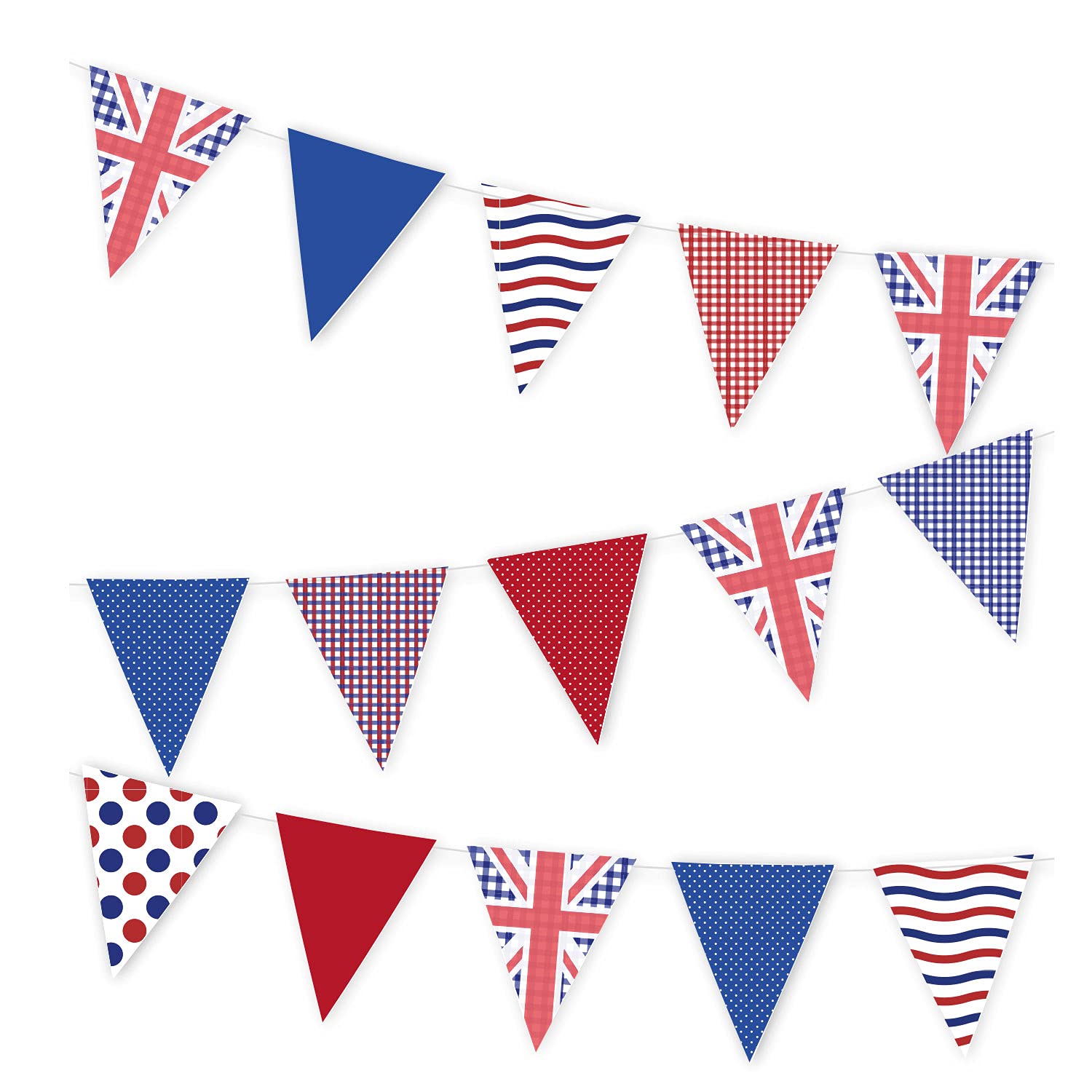 Amscan 9913028 A Day to Remember Coronation Party Union Jack Flag Paper Bunting Bunting-3m, Multicoloured, 3m