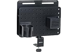 Desktop Space Saver: Steel Clamp-on Rotating Pegboard Desk Organizer with Laptop Holder by PP-DK02L