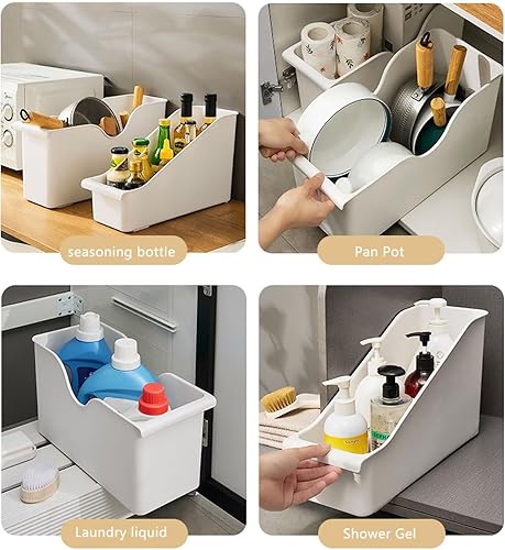 Miniatura 7 de Organizadores y almacenamiento de gabinetes de cocina, soporte de plástico para ollas, soporte para ollas con ruedas, organizador de despensa, cesta