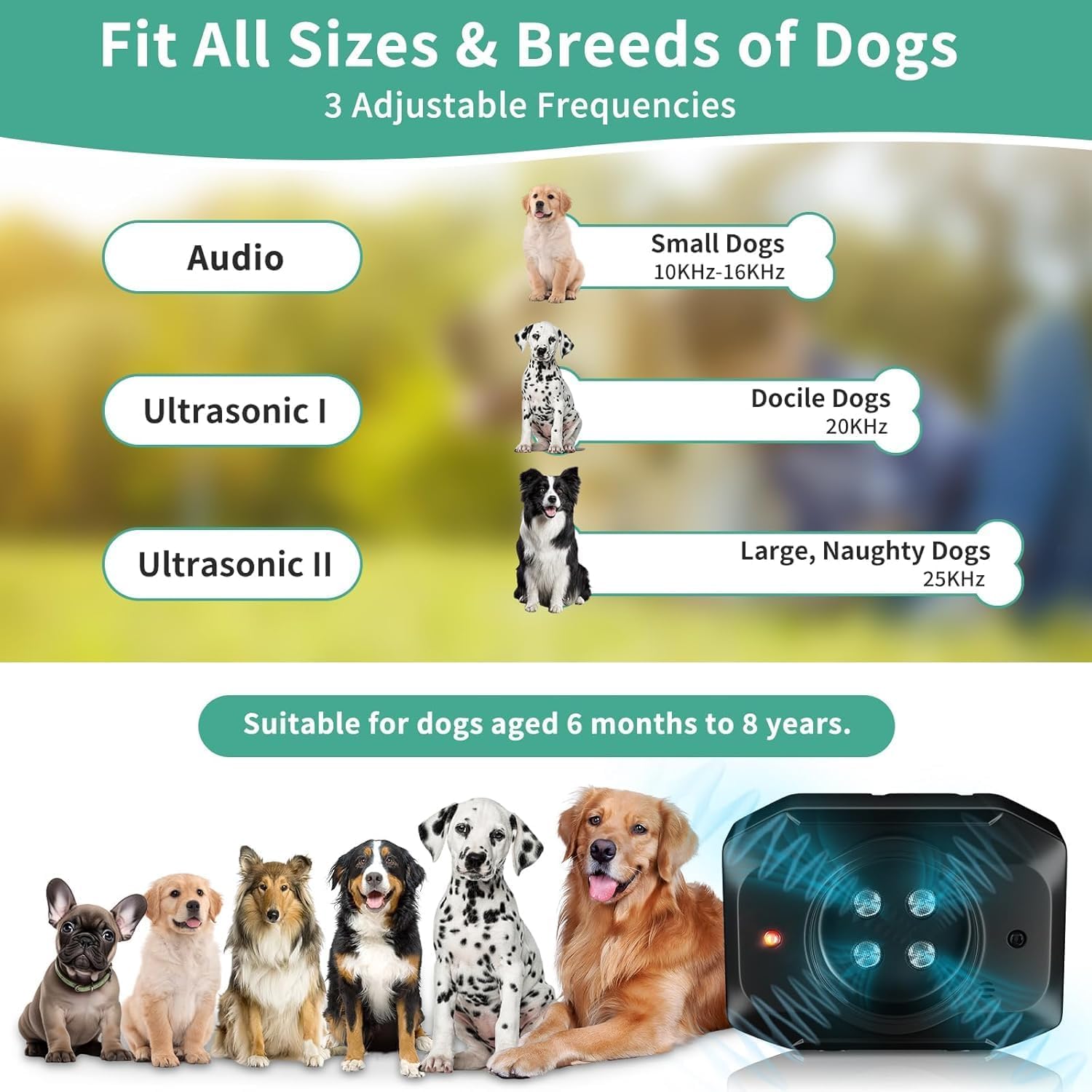 Anti Bell Gerät Hunde, 55Ft Antibell Ultraschall Gerät mit Fernbedienung, 3Modi Ultraschall Dog Silencer Innen Draußen, Hundeabwehr Ultraschall für Kleiner Großer Mittelgroßer