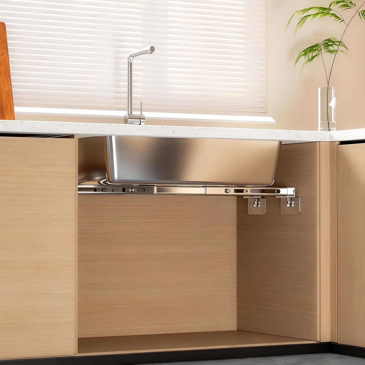 Undermount Sink Brackets Support Kit, Adjustable Heavy Duty Stainless Steel Undermount Sink Repair Braces for Kitchen & Bathroom Sinks 28–39.4 Inch (2 Pack)