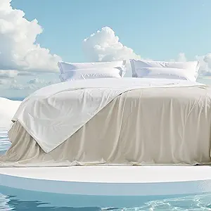Bedsure Cooling Blankets for Hot Sleepers - Cold Blankets for Sleeping Queen Size for Bed, Lightweight Summer Ice Breathable Double-Sided Bedding Essentials as Gifts, Ivory, 90x90 Inches