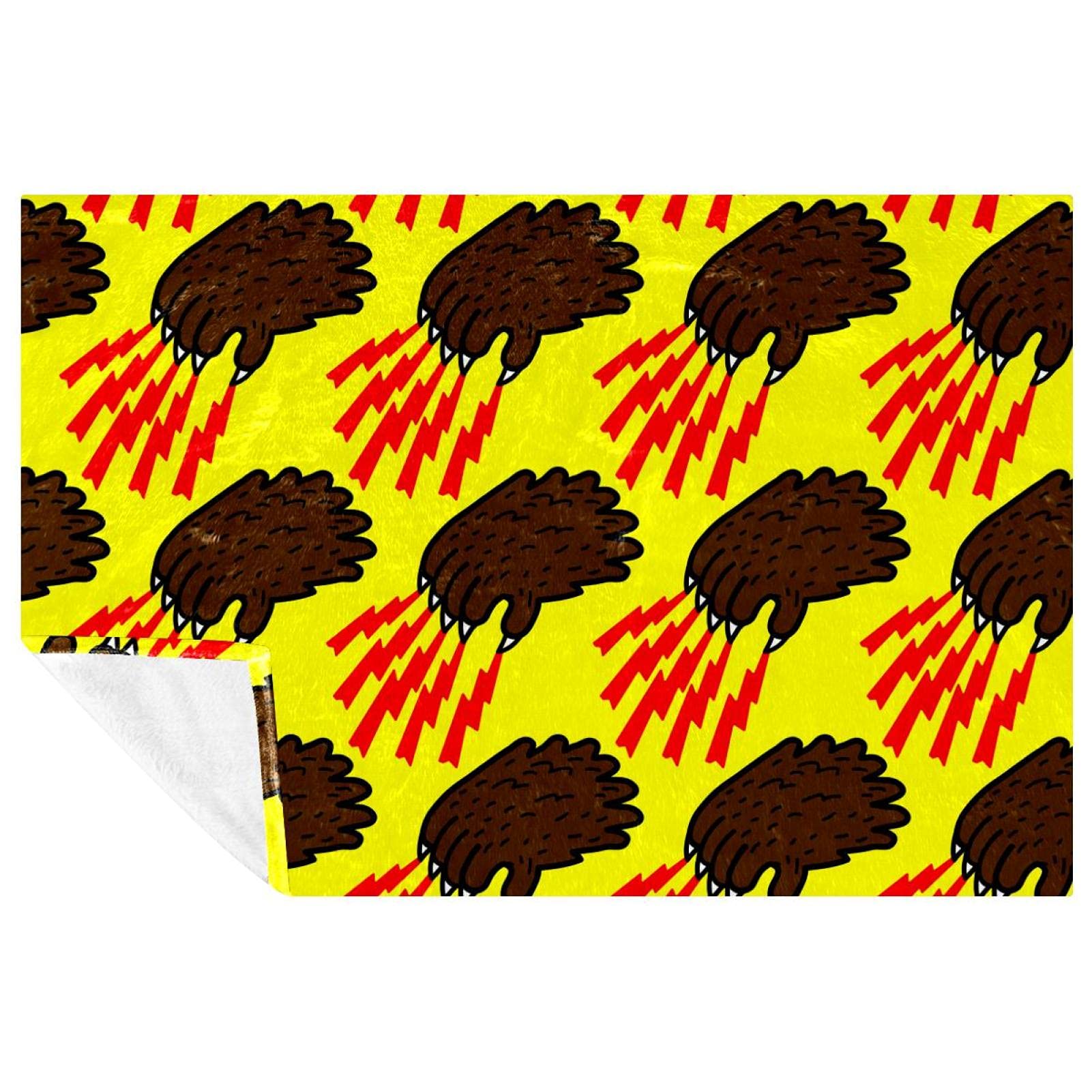 Couverture douce Grizzly plaid jaune imprimé griffe d'ours nid douillet