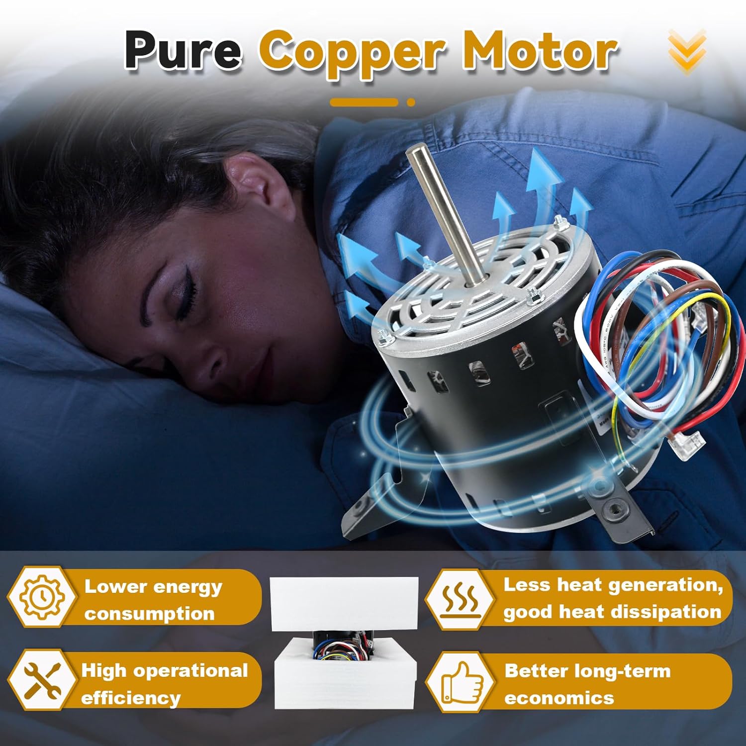 HC45TE113 Blower Fan Motor with a 30μF Capacitor, Replacement for GE Genteq 5KCP39PGV623CS, Compatible with Carrier Bryant Payne Furnace, 3/4HP 115V 1075RPM