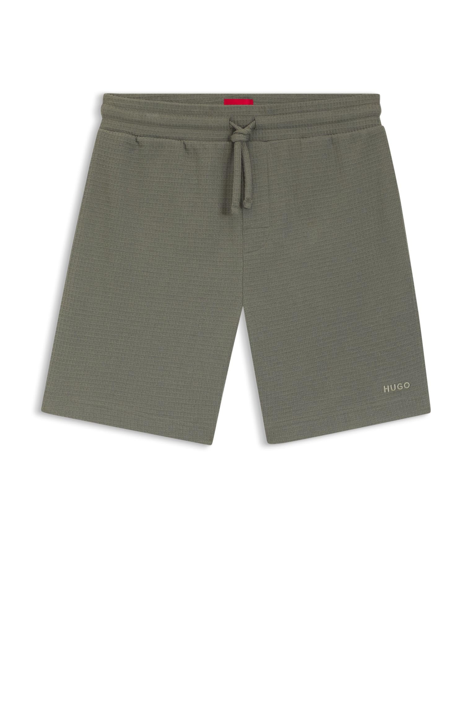 HUGO Herren Austin Shorts Pyjama-Shorts mit Waffelstruktur und Logo-Stickerei