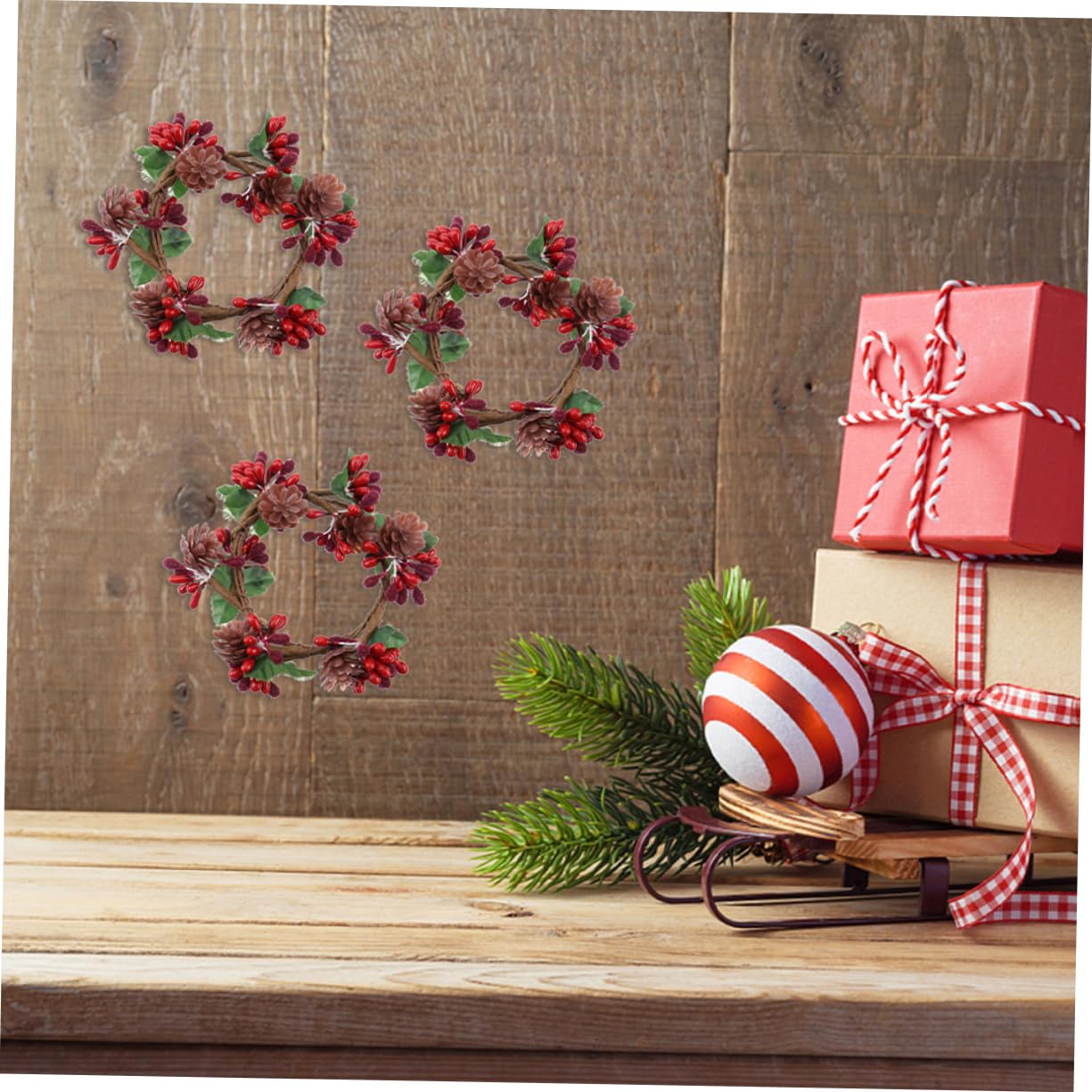 PRETYZOOM 10 STK Kranz Weihnachtskerzenkränze Ringe Weihnachtsgirlande Weihnachtskerzenständer Weihnachtsschmuck Stumpenkerze Weihnachtliche Mittelstücke Für Tische Kerzenringe Stoff
