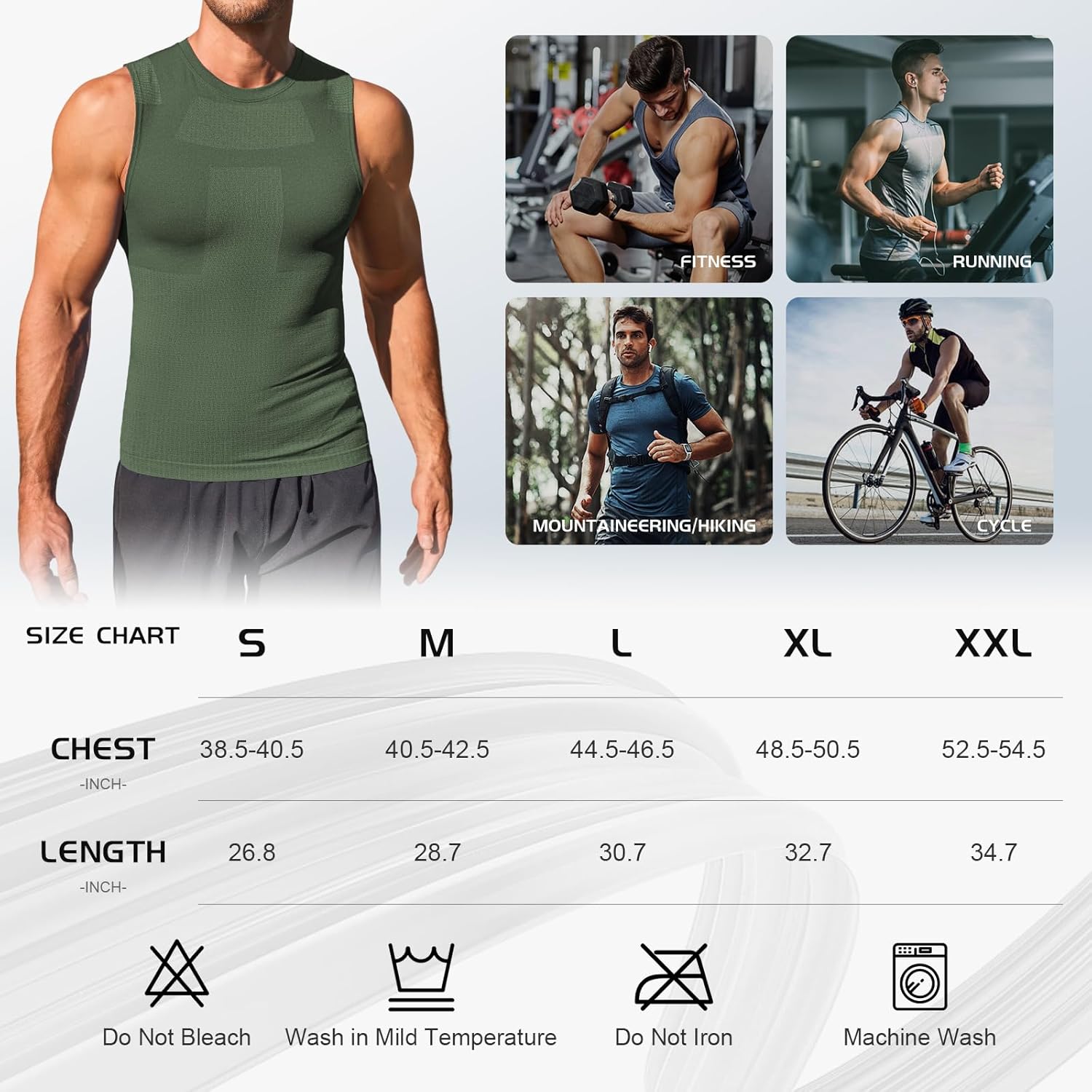 Size M....Mens Sleeveless Compression Shirt Slimming Body Shaper Vest Workout Tank Tops Shapewear Undershirts