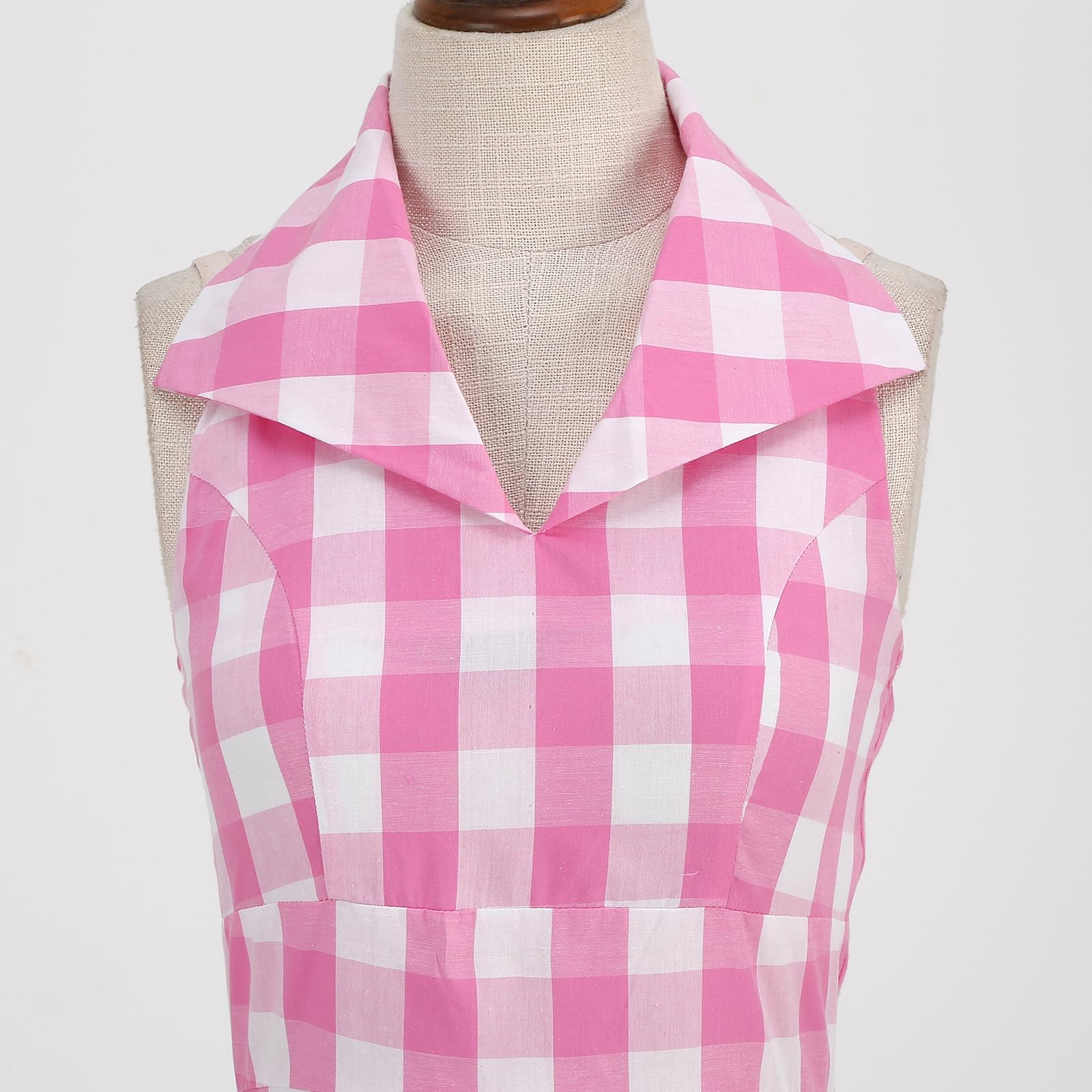 CFWSHJ Damska sukienka w kratę z lat 50. XX w. Vintage Retro z lat 50. Huśtawka bez rękawów Rockabilly sukienka koktajlowa