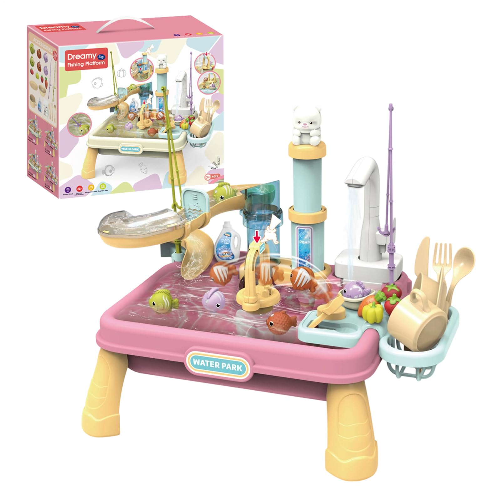 Juego de Juguetes de Mesa de Agua Juego,Mesa de Juego al Aire Libre para Actividades acuáticas | Interactivo para Exteriores