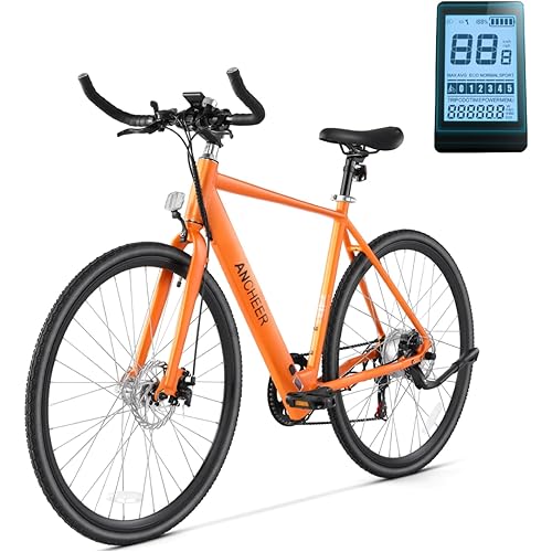 ANCHEER Electric Bike for Adults, 20MPH, 700C Wheel Commuter Bicycle with 36V Battery, Center Digital Display, Dual Disc Brakes, 7 Speed Road Bike, Light Weight, Electric Bicycle for Adults Teens