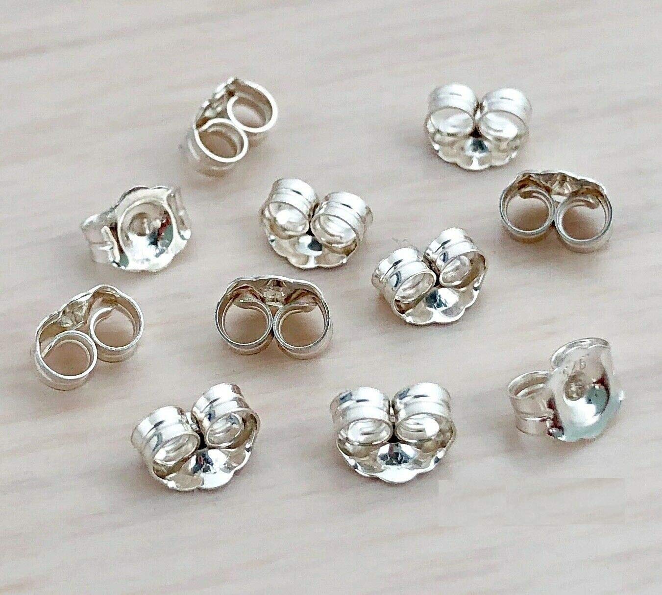 20pcs Solid 925 Bright Sterling Silver buttfly Earring Backing Medium 4.7mm