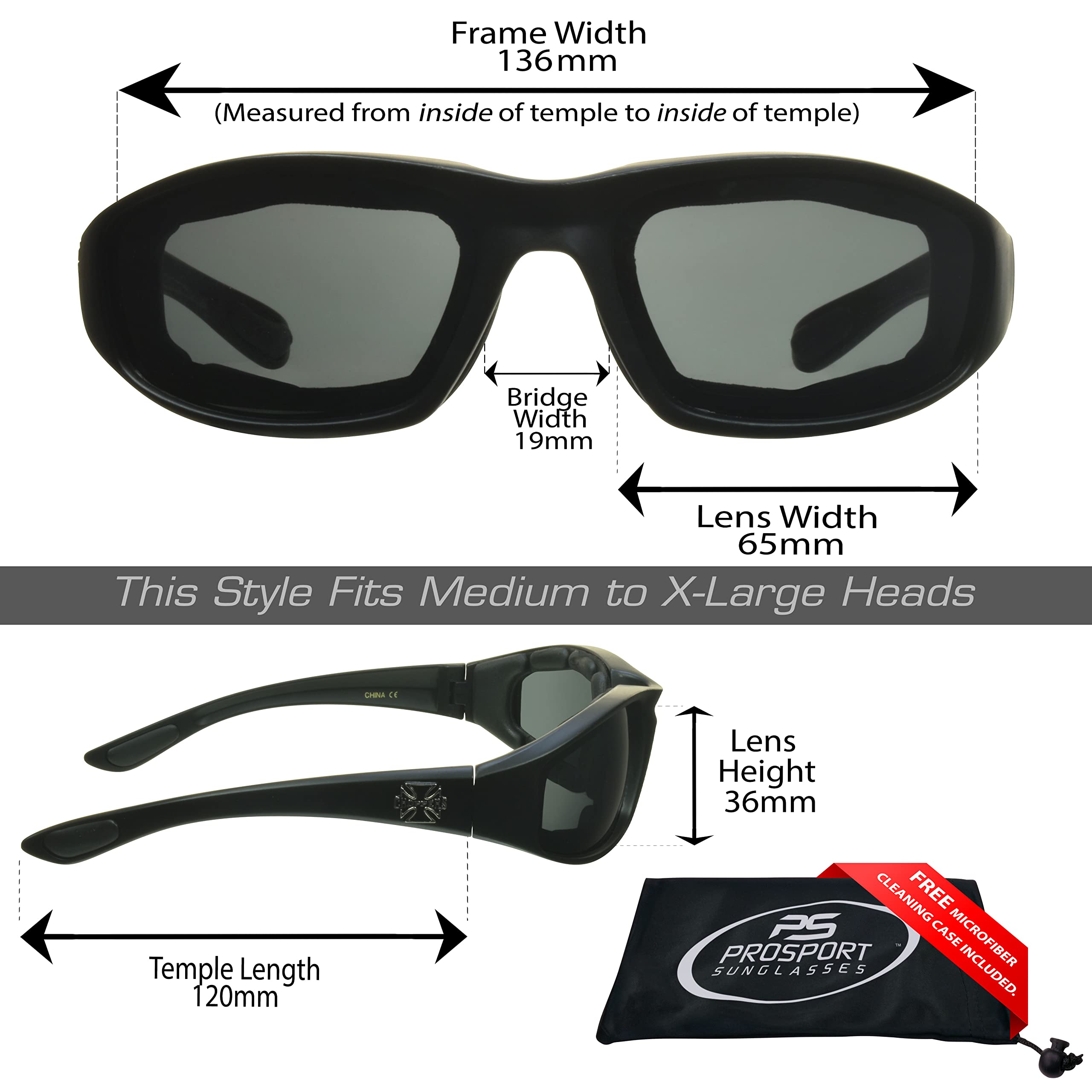 proSPORT Chopper Motorcycle Sunglass Foam Padded Biker Riding Sport for Men Women |Smoke | Clear | Yellow |Mirror Blue| Mirror Orange | Mirror Green