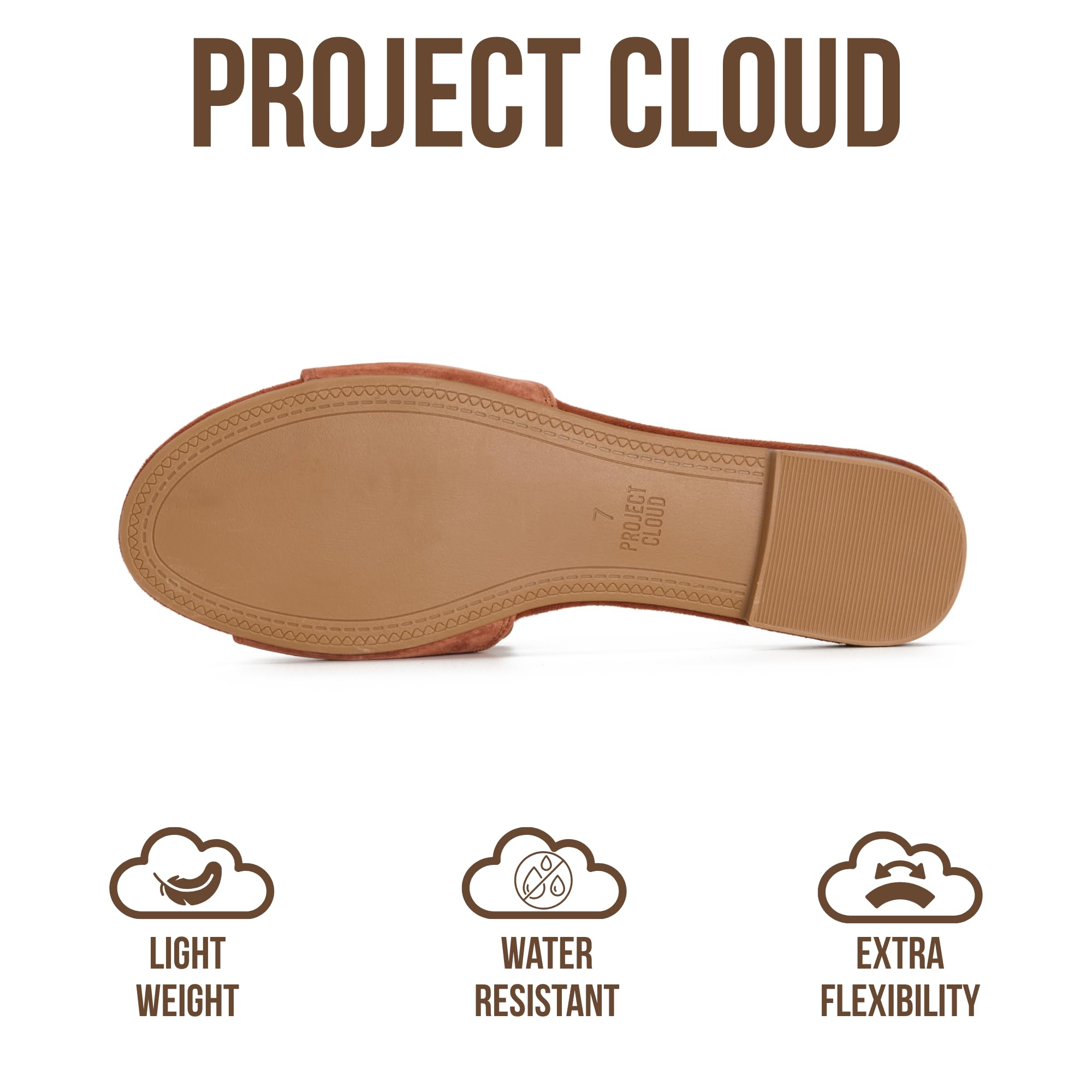 Project Cloud 100% Genuine Leather Sandals Women Dressy - Non-Slip Womens Sandals with Memory Foam Insole Slides for Women Footwear - Lightweight Flat Sandals for Women 2026 (Cannes) — view 4