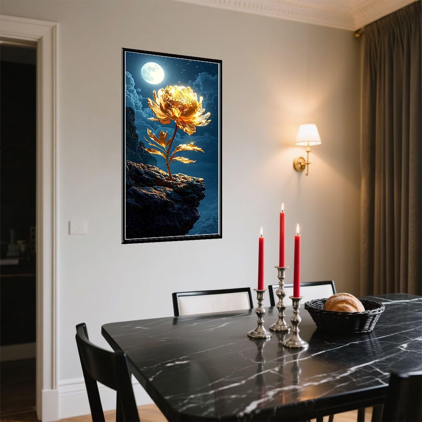 5D Diament Malarstwo Kwiat Rzemiosło Dorośli Dla Dzieci DIY Rysunki z Sztuką Diamenty Dziewczyna Diamentowe Zdjęcia Księżyc Ścieg Krzyżycowy Zestaw do malowania diamentami z akcesoriami Początkujący