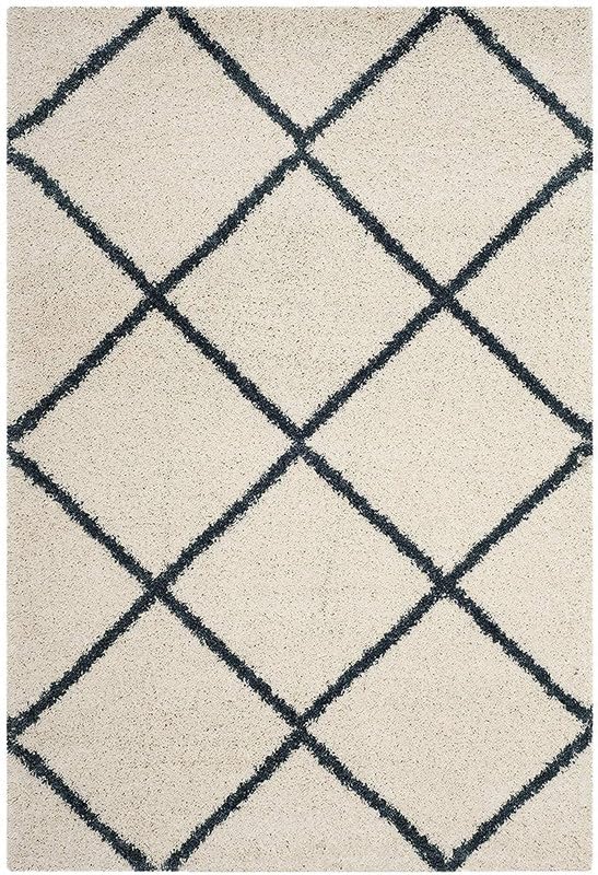 Image of Shaggy Carpet for Home 8X10 FEET Ultra-Soft, Thick, and Stylish Shag Texture Ideal for Living Room, Bedroom, or Office - Easy to Clean and Perfect (White Blue,)