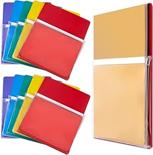 Henoyso 10 Pcs Magnetic File Holder Paper Holder Magnetic Pen Dry Erase Marker Organizer Fridge Pocket Organizer for Whiteboard Refrigerator, 12 x 9.5 in (Assorted Colors)