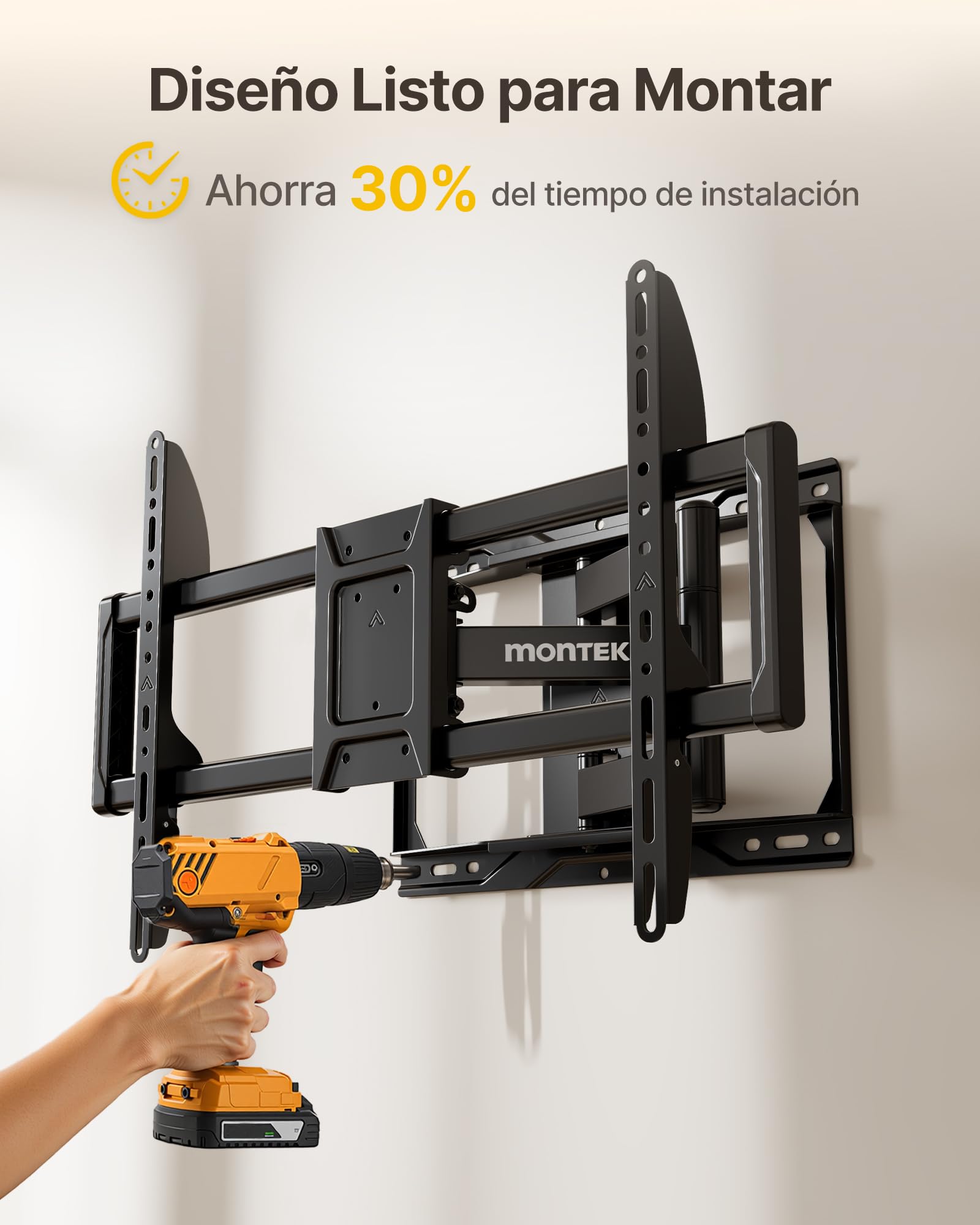 monTEK Soporte TV de Pared 37~84", VESA 600×400mm Máx. Carga Máx.50Kg | Soporte De Televisor De Pared, Soporte De Pared,Brazo Articulado,Inclinación,Rotación,Movimiento completo