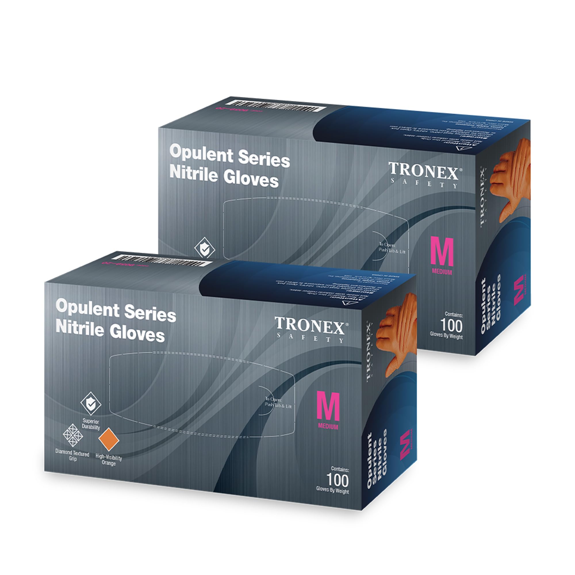 TRONEX Orange 8 Mil Disposable Nitrile Gloves, Heavy Duty, Diamond Texture, Latex & Powder-Free, Food Safe