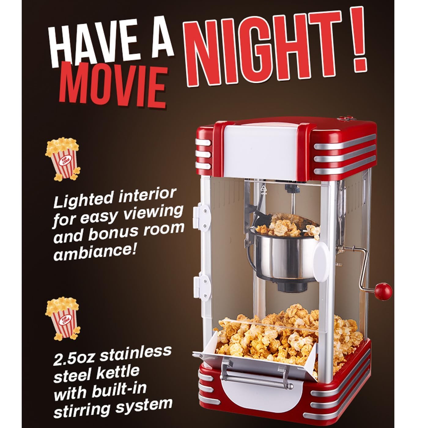 Home Essentials, Macchina per Popcorn elettrica da 3,7 l | Macchina per Popcorn ad Aria Calda Senza Olio con Ciotola Rimovibile | Controllo a 2 pulsan