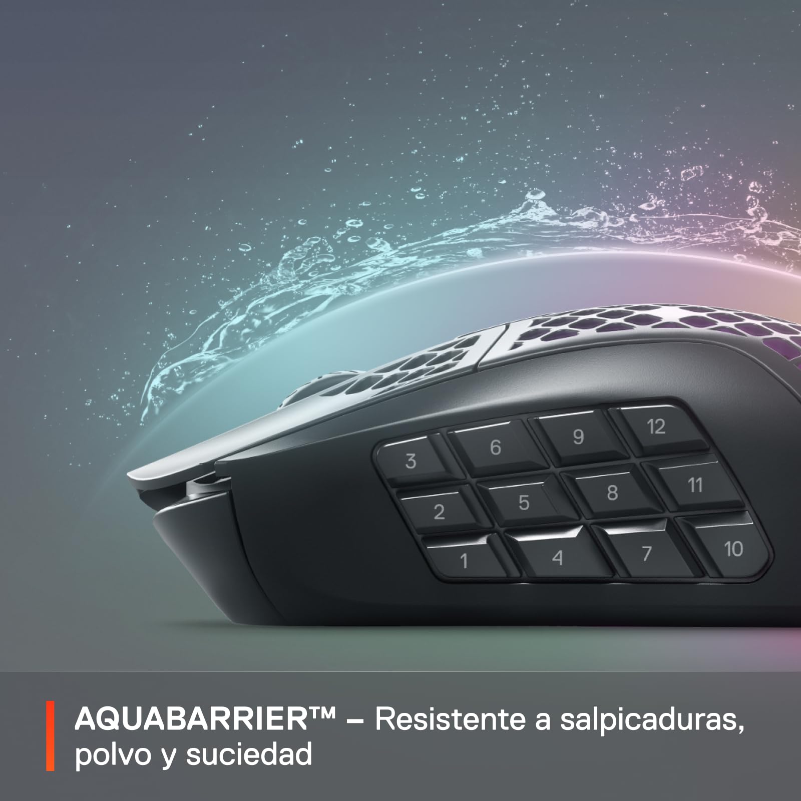 SteelSeries Aerox 9 Wireless - Ratón gaming RGB - Ultraligero resiste al agua - 18 botones - Bluetooth/2,4 GHz - Sensor TrueMove Air 18K DPI