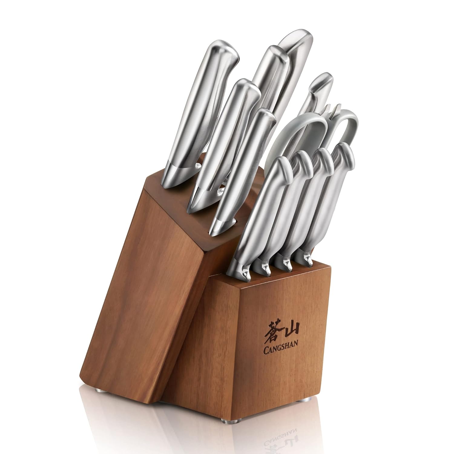 Cangshan Sanford Series 1027150 German Steel 12-Piece Knife Block Set Acacia