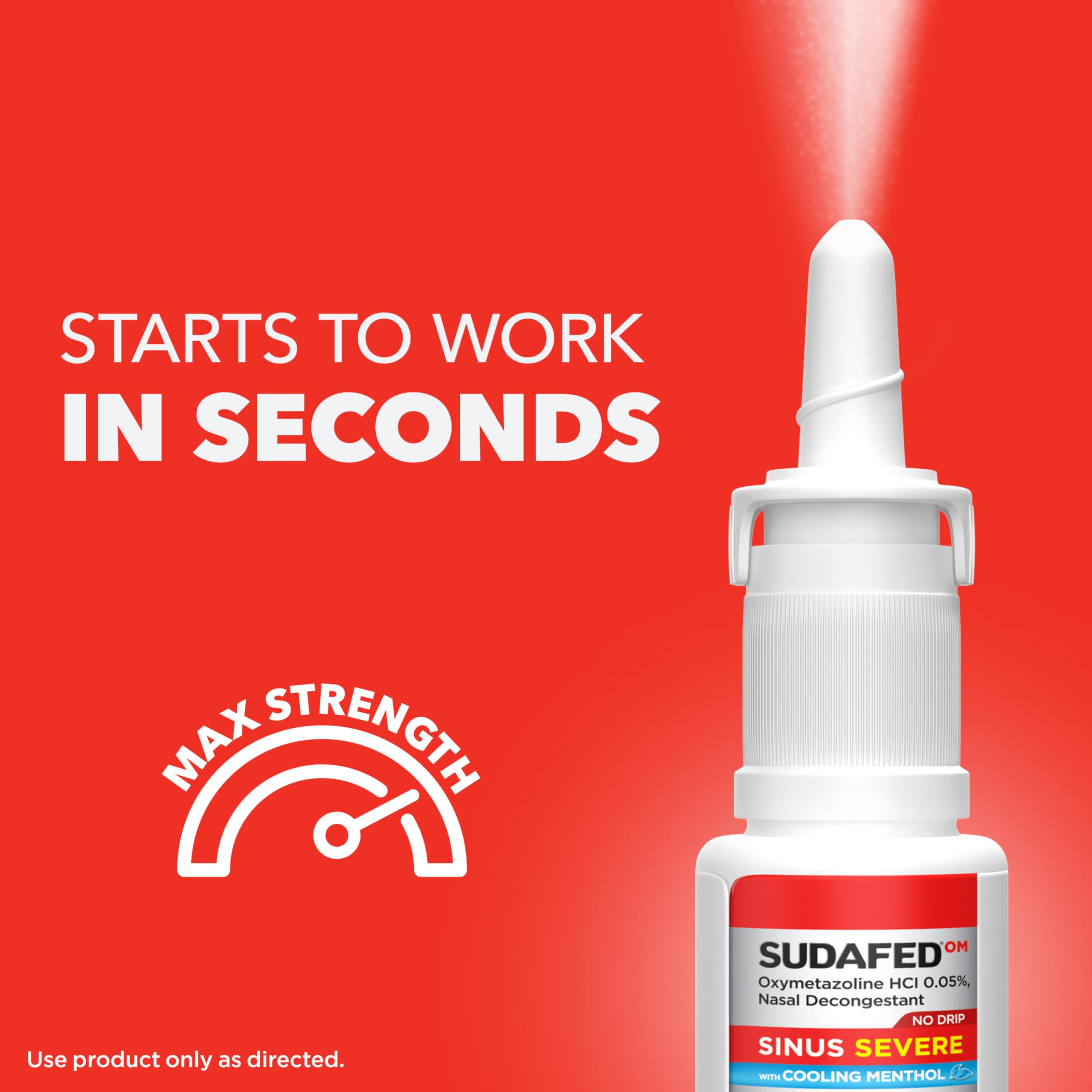 Sudafed OM Sinus Severe No Drip Nasal Spray with Cooling Menthol, Maximum Strength Sinus Decongestant for Fast Congestion & Pressure Relief, Oxymetazoline HCl .05% Nose Spray, 1 fl. oz — Amazon image 3