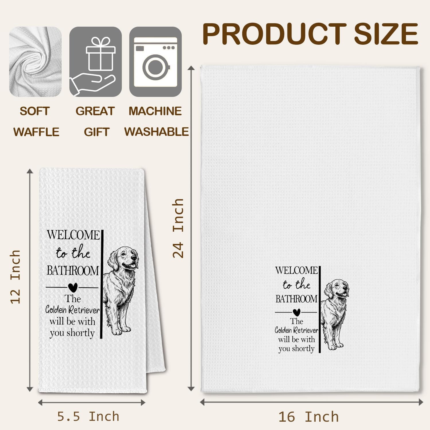 Golden Retriever Gifts Bathroom Hand Towels, Golden Retriever Dog Owner Lovers Gifts for Women, Funny Dog Decorative Hand Towel for Bathroom Kitchen Decor, 16x24 Inch - Image 6