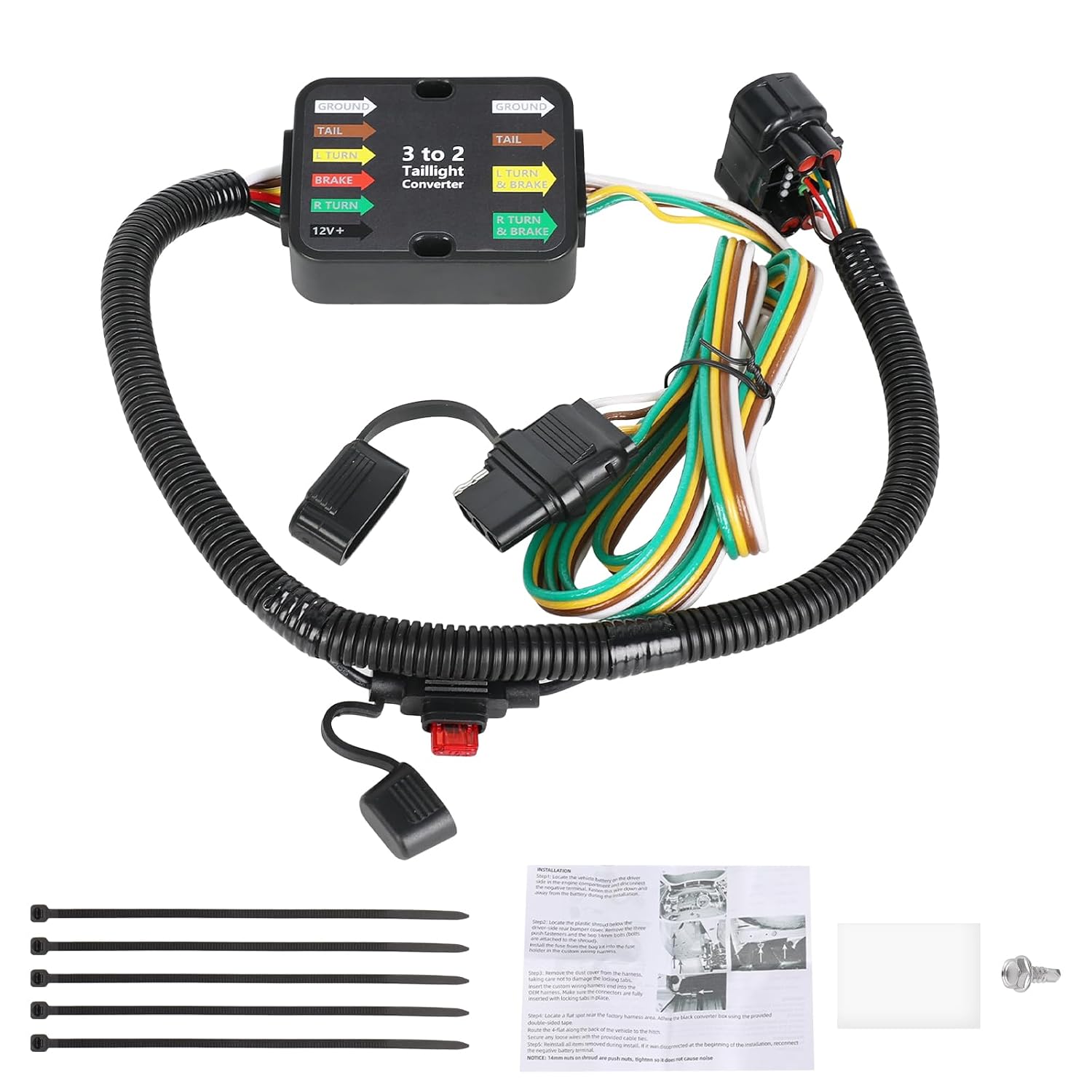 4-Pin Trailer Wiring Harness Compatible with 2019-2023 Hyundai Santa Fe, Santa Cruz, Tucson, Palisade, Kia Telluride, Carnival, Sorento Replacement for 56420
