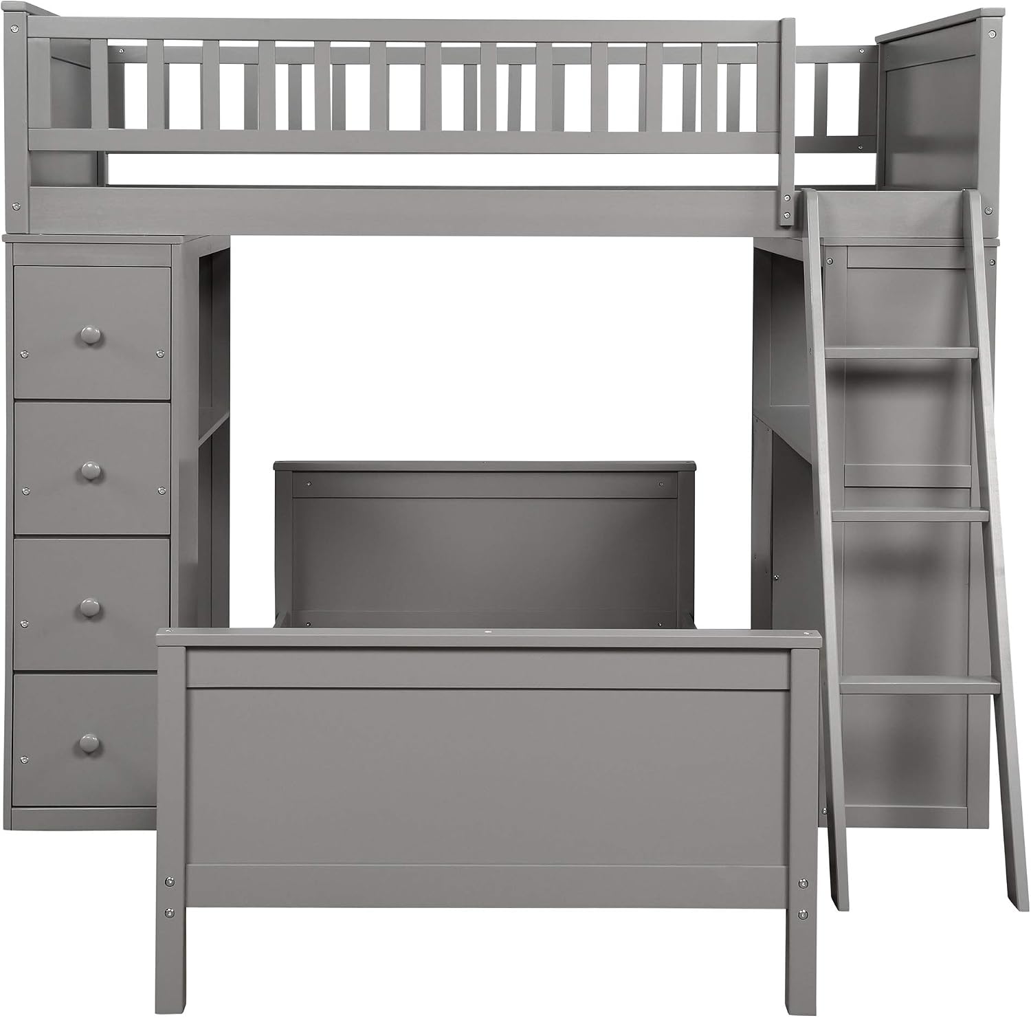 Front view of Merax Twin Over-Twin Loft Bed