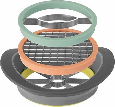 Berghoff Leo All in 1 Fruit & Vegetable Slicer Set, Interchangeable Cutters | 19.5 x 18 x 6 cm, Multi Colour, Stainless Steel, Potato Cutter, Apple & Mango Corer, Dishwasher Safe, Soft Touch Grip