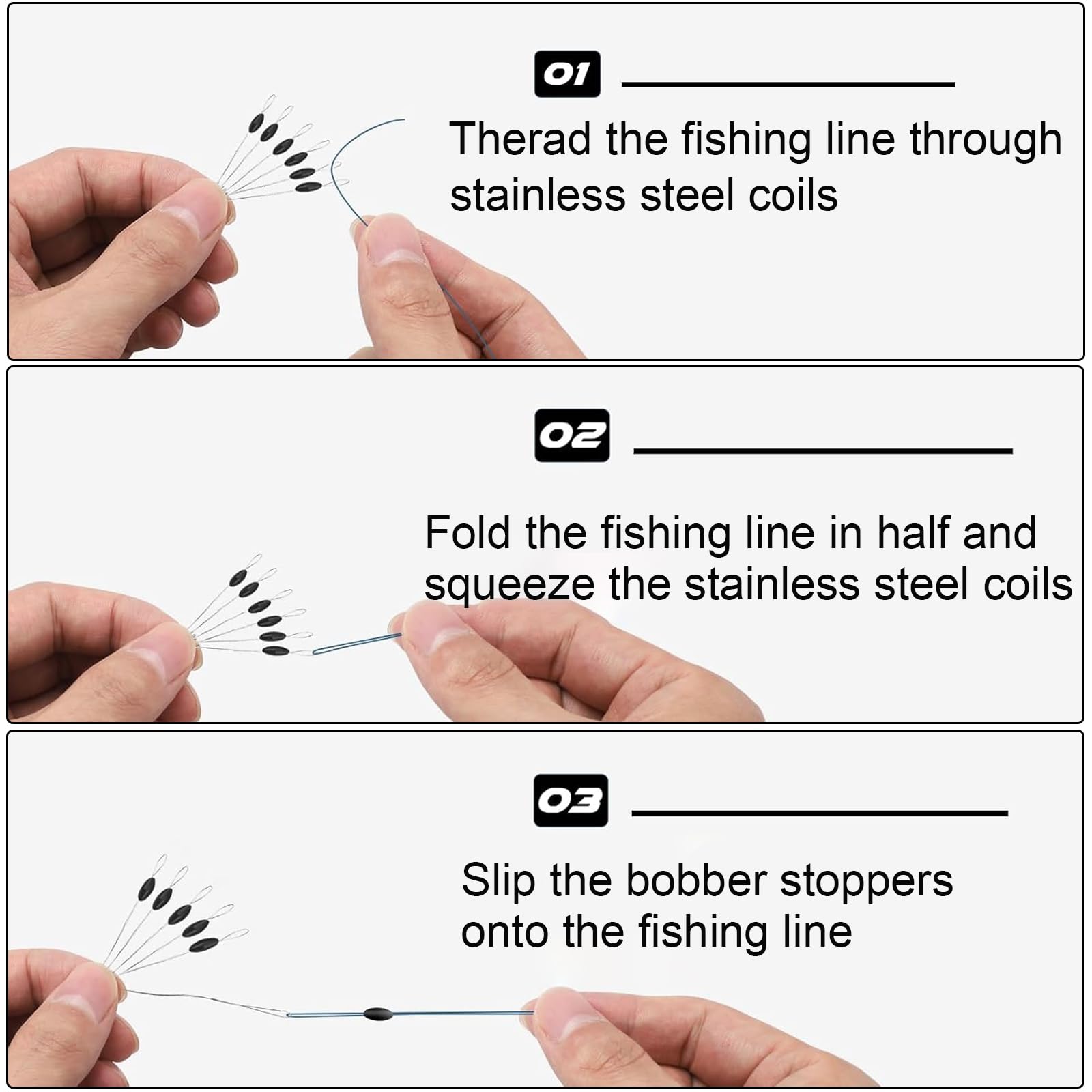 300 Tapón Flotador de Pesca de Goma, Tapón de Goma Cuerda de Cuerda Flotador de Pesca de Goma Tapón Flotador de Pesca 6 en 1, Negro